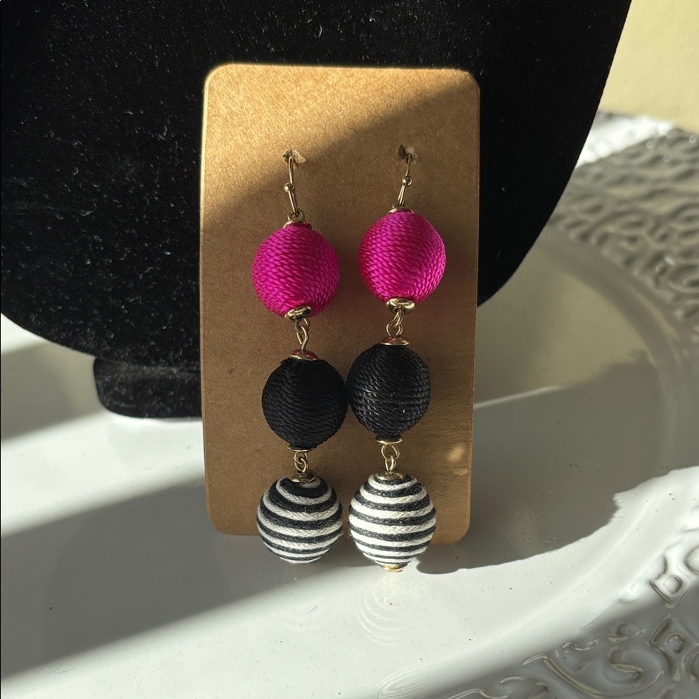 Elegant Pink and Black Dangle Earrings